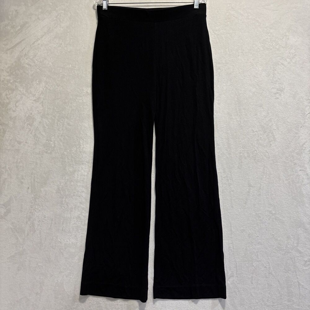 Chico's Matte Jersey Pull On Wide Leg Pants Elastic Waist Faux Pocket 1R Black